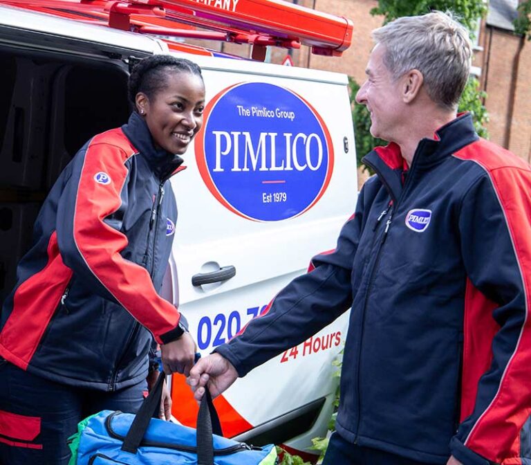 Pimlico plumbing engineers next to Pimlico van