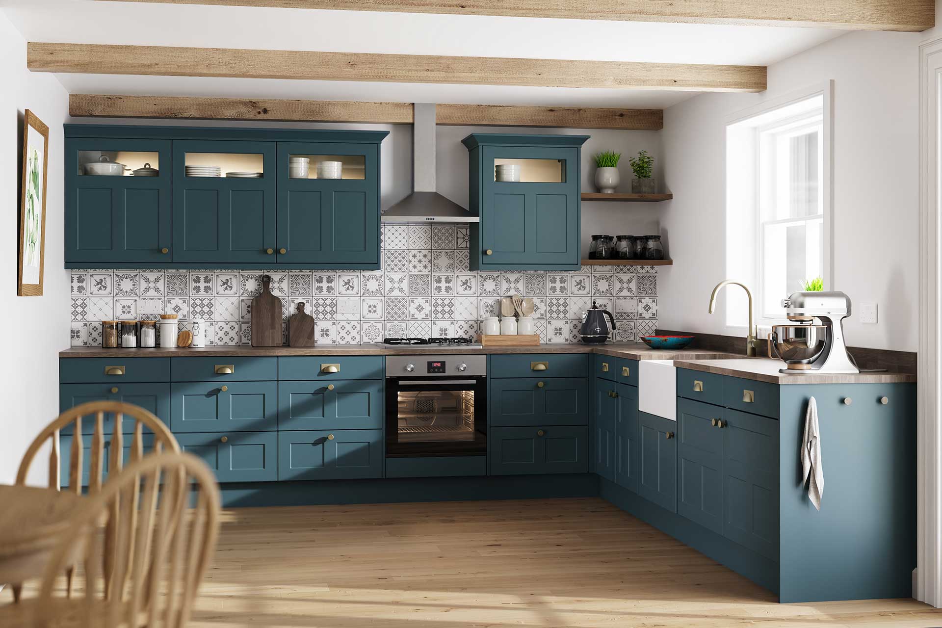 Bella matt colonial blue stratford style kitchen